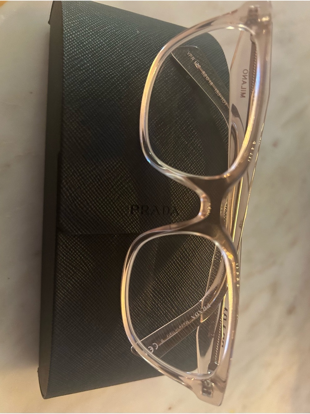 Prada Transparent Blush Square Eyeglasses